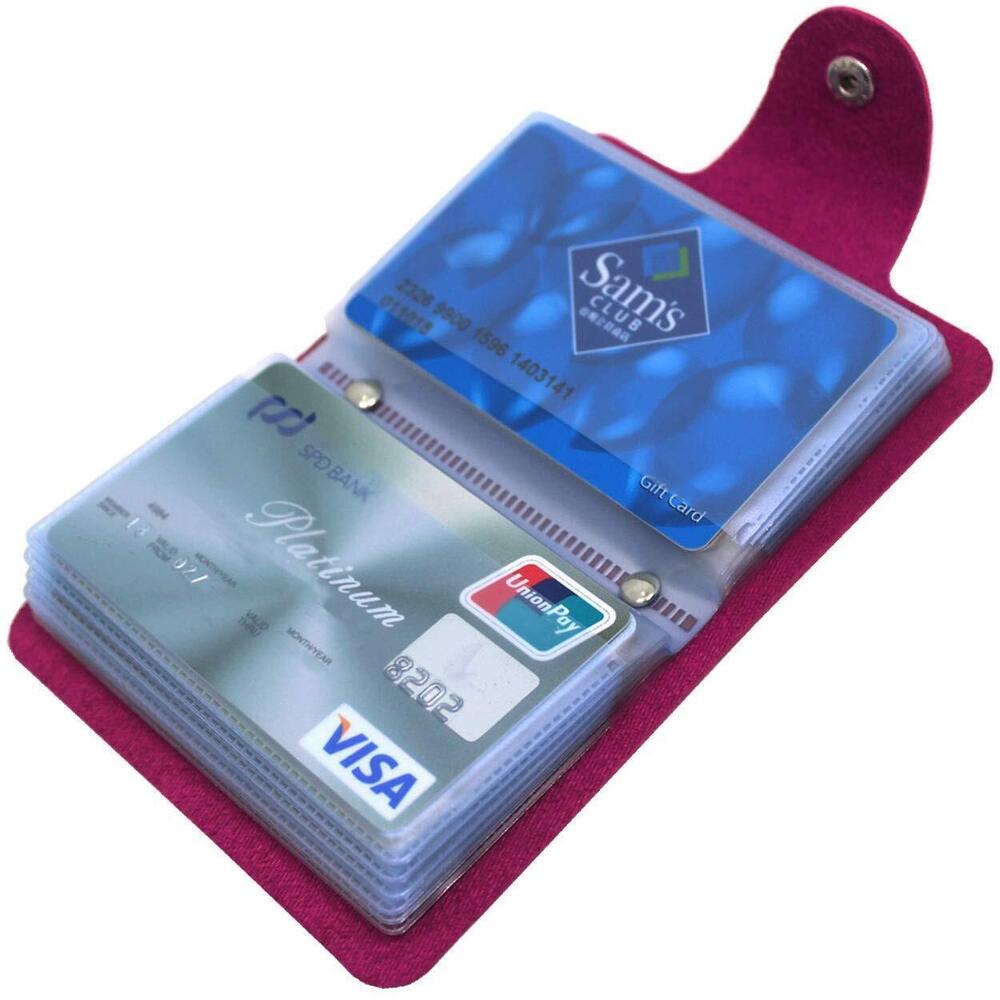 9396 Credit Card Holder & Bank Card Case with 24 Insert Slots Rose Red